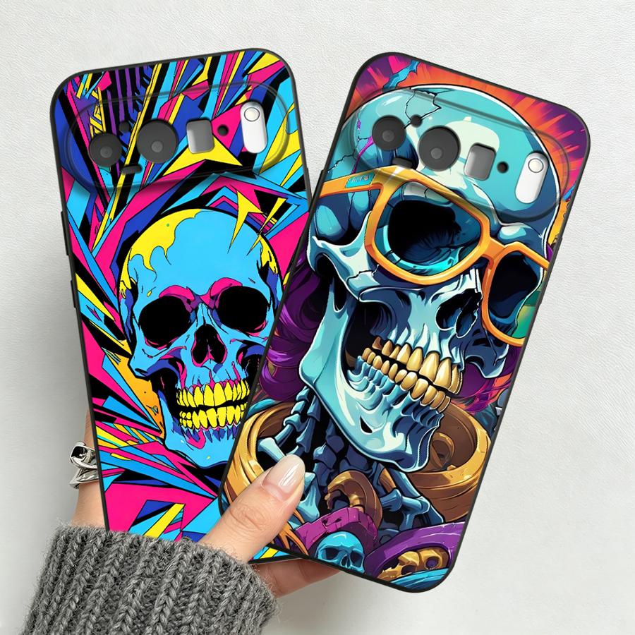 Google Pixel 9 Pro - Custodia Neon Pop Art Skull per